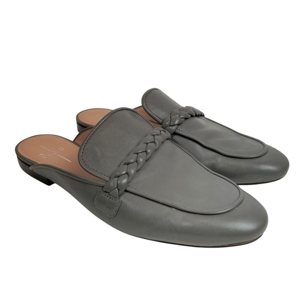 Linea Paolo AMY Braided Keeper Slip On Mules Gray Leather Size 9.5
